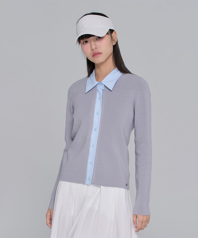 LAYERED SHIRT-CARDIGAN_Mist Grey