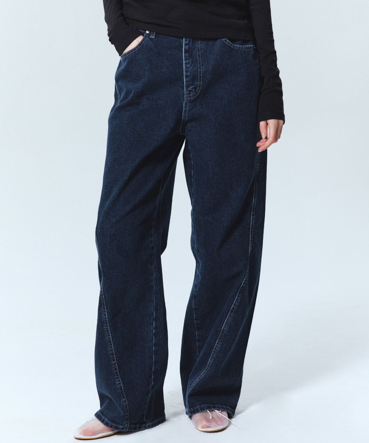 닉앤니콜(NICK&NICOLE) UNIQUE REGULAR DENIM PANTS_DARK BLUE
