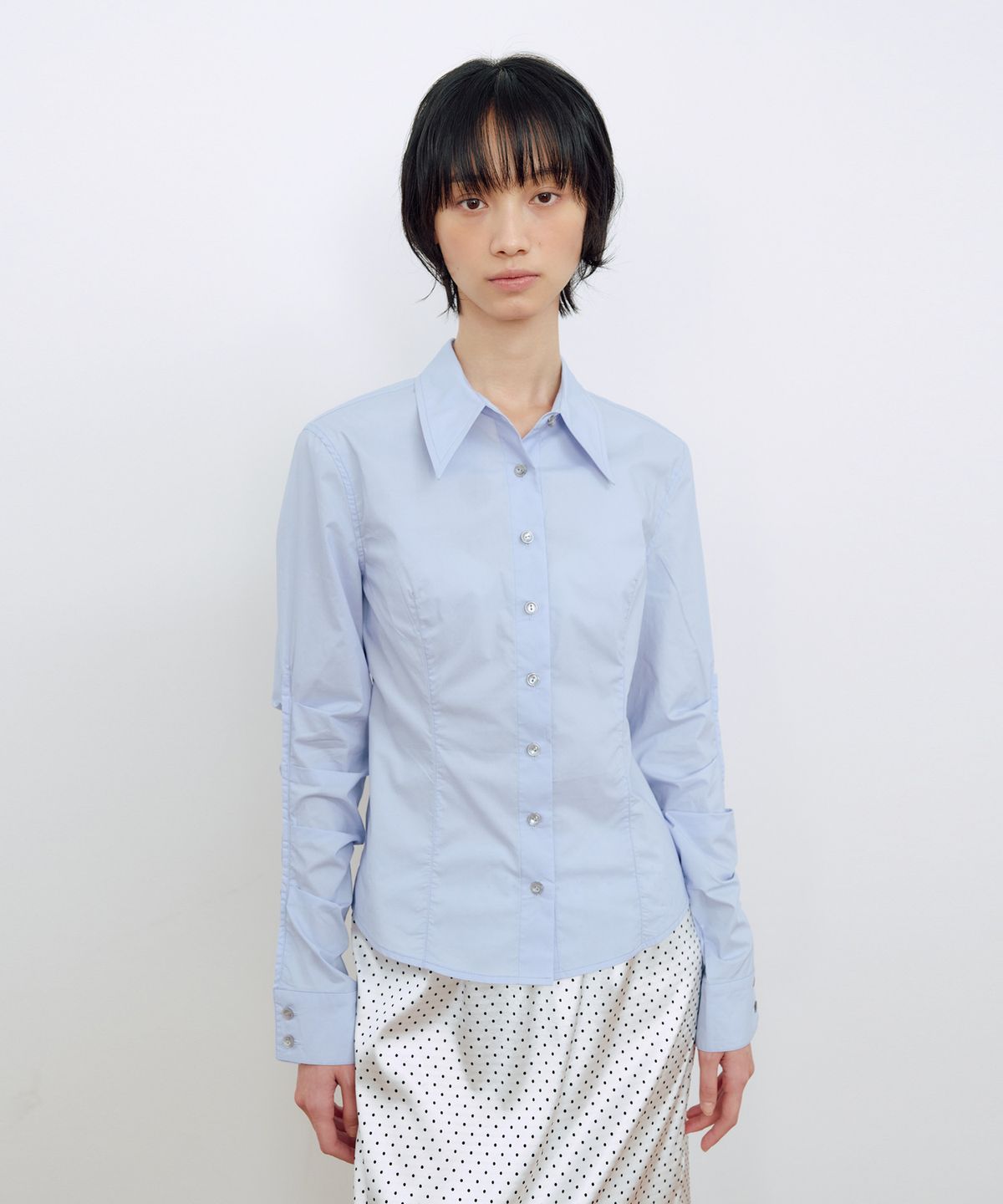 마조네(MA JOURNEE) PIN-TUCK SHIRT_SKY