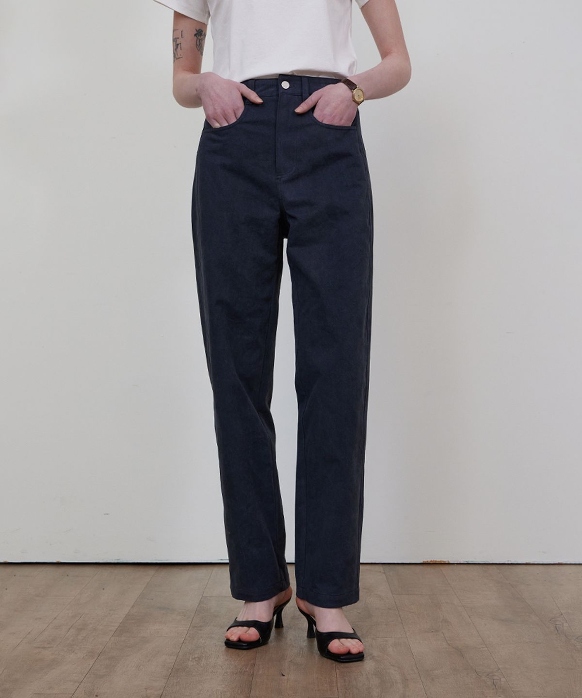 스텝어라운드(STEP AROUND) Pigment washing panel pants_DENIM