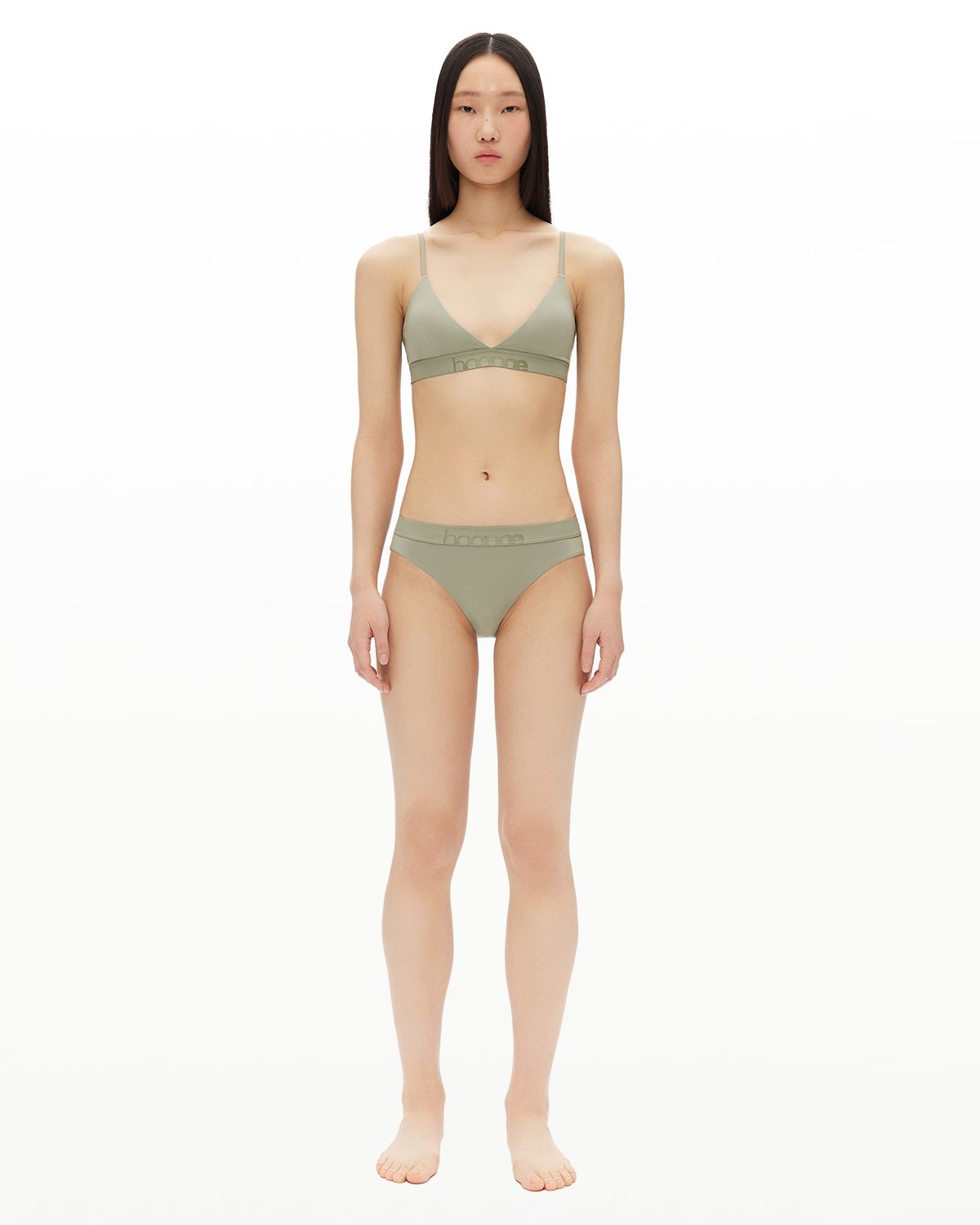 후포(HOOPOE) everyday bralette & brief set_sage green