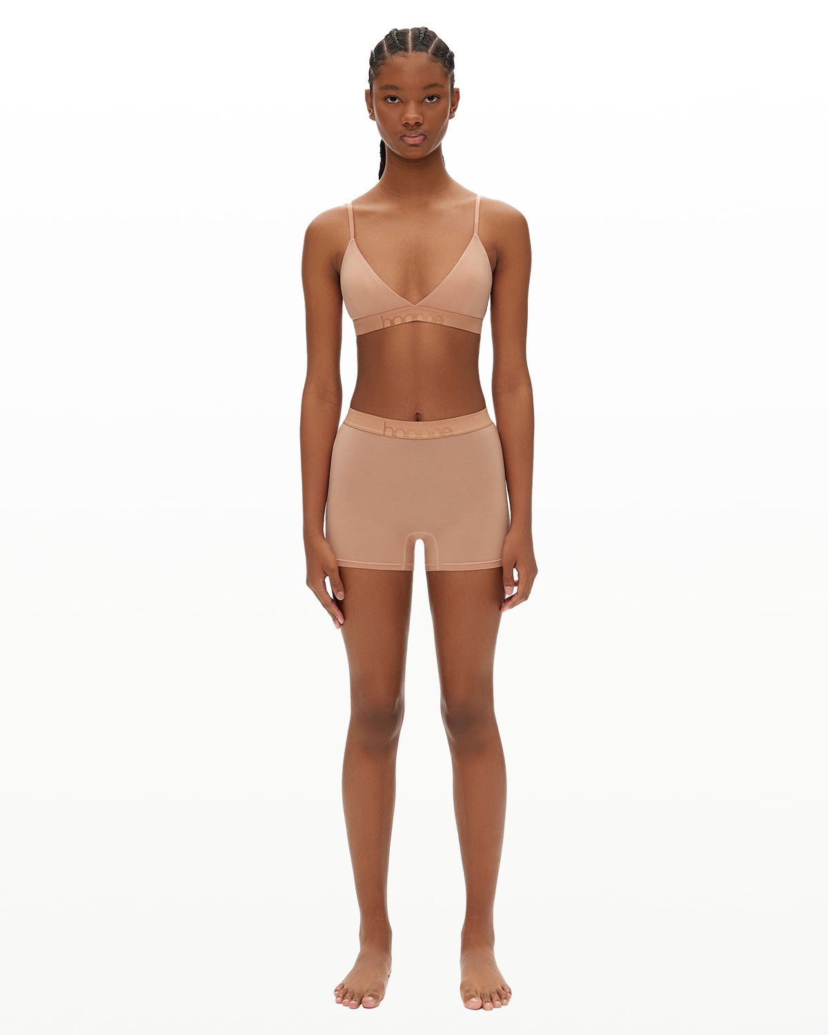 후포(HOOPOE) everyday bralette & boy shorts set_rose sand