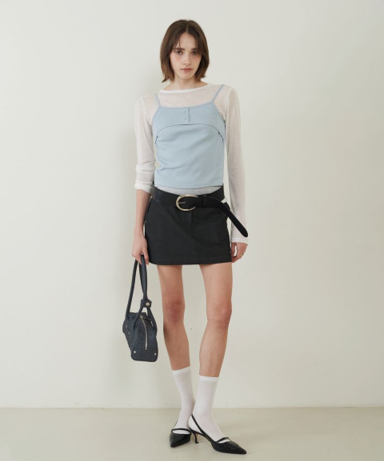 Point Belt  Mini Skirt Black