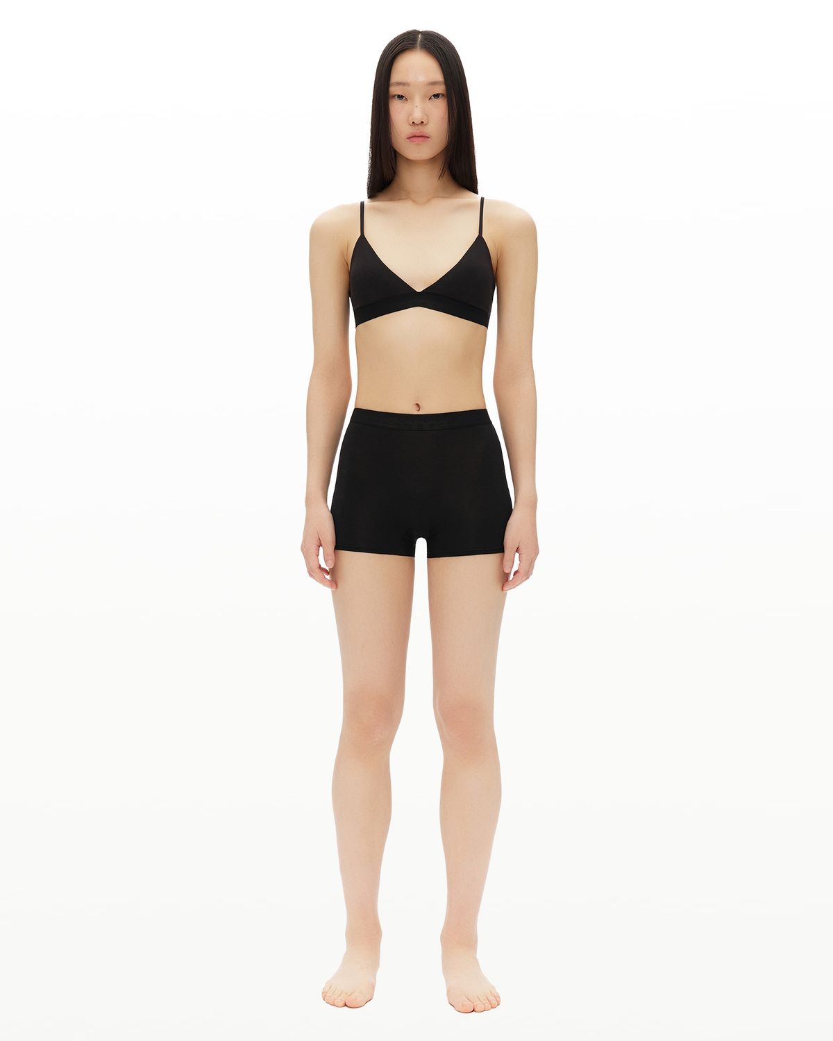 후포(HOOPOE) everyday bralette & boy shorts set_onyx black