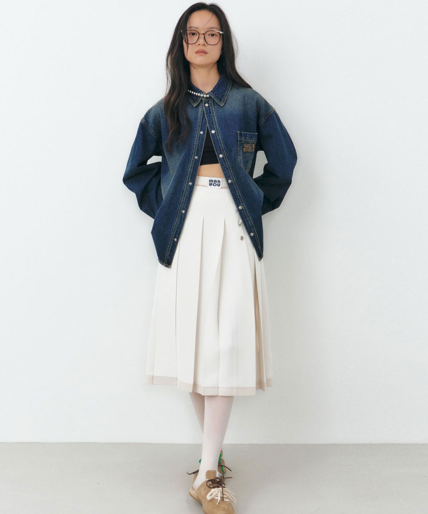 ★ MARRON EDITION★  25 Spring_ Cream Eyelet Pleated Skirt MUSINSA | MARRON EDITION 25 Spring_ Cream Eyelet Pleated Skirt