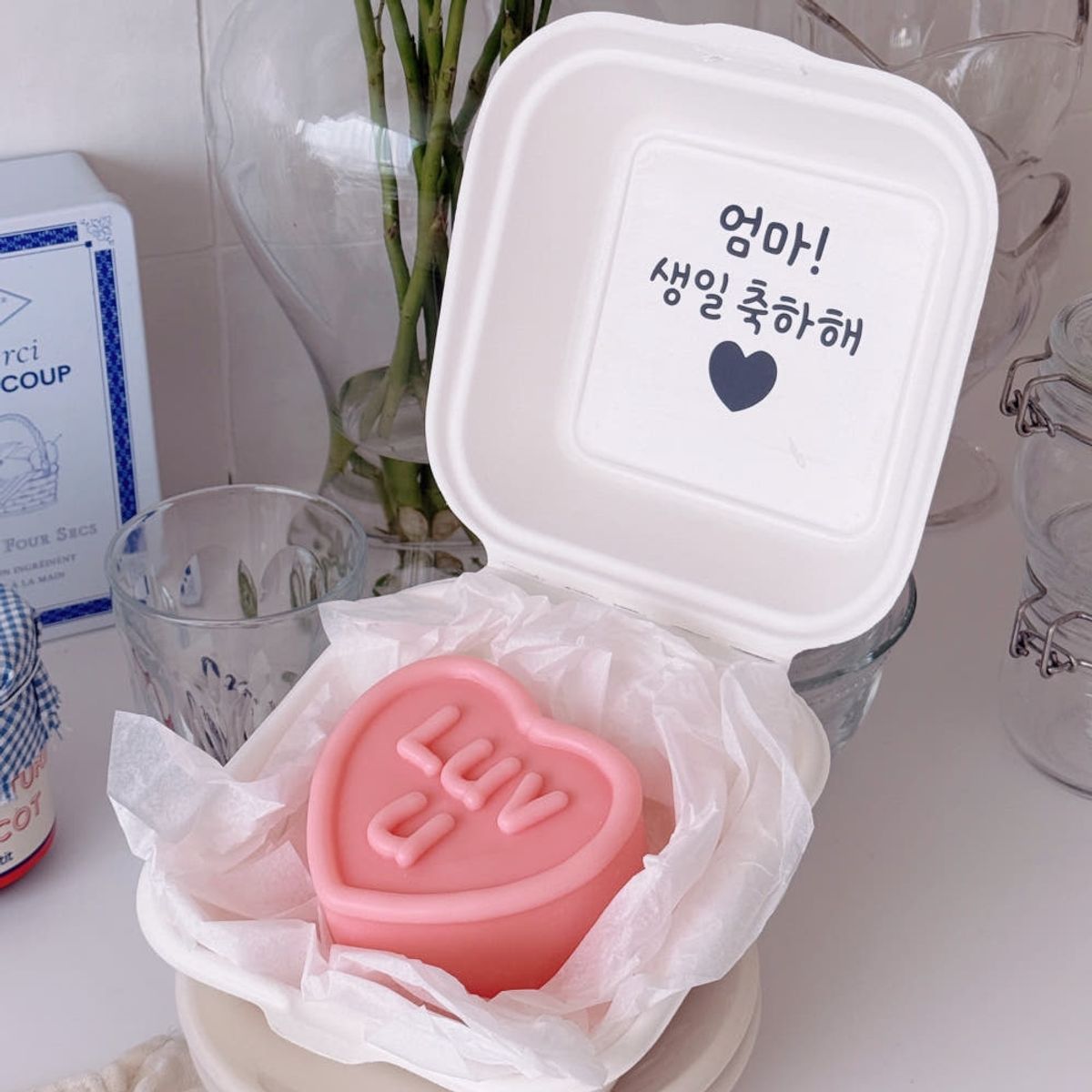 태태진진(TTJJ) 레터링 하트 캔들