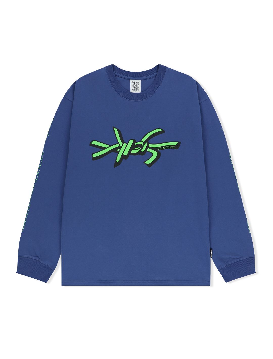 MUSINSA | YESEYESEE Y.E.S Wire Logo L/S Cobalt Blue