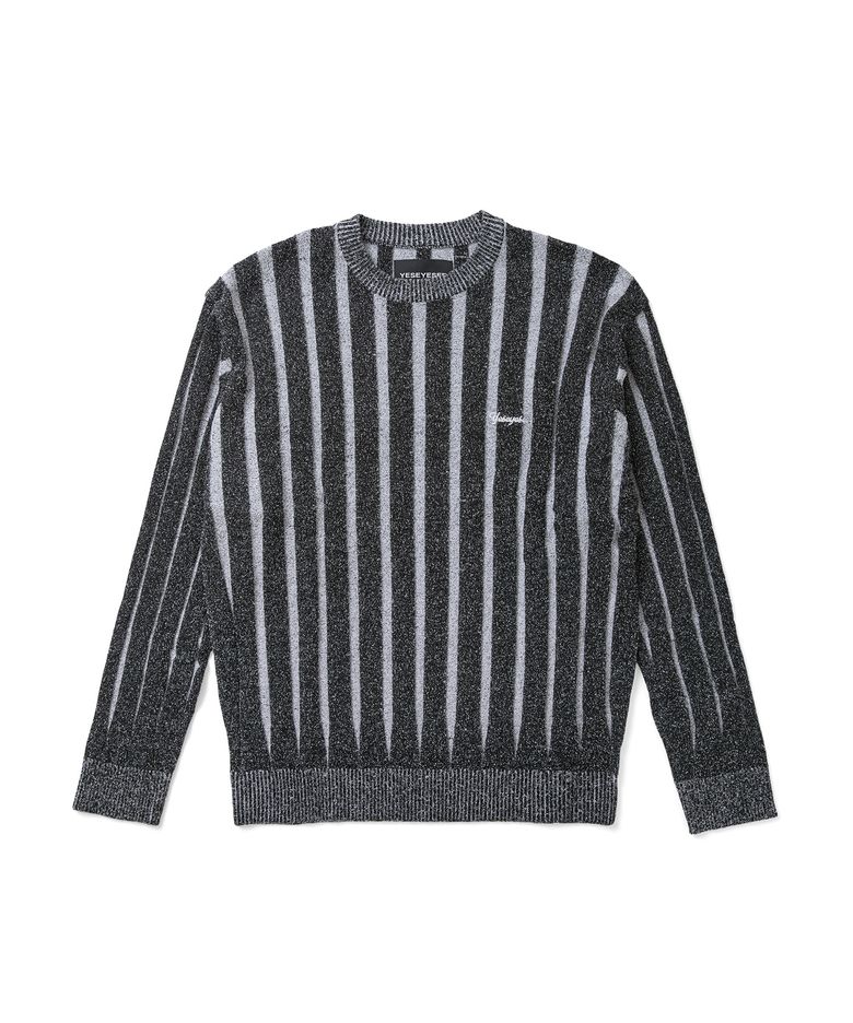 Stipe Knit Pullover Black