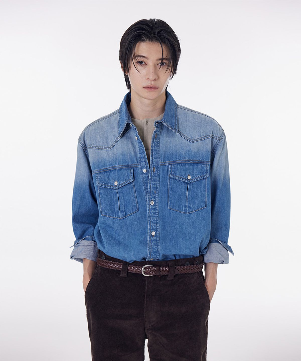 시에클(SIECLE) 웨스턴 데님 셔츠 (미드인디고)
