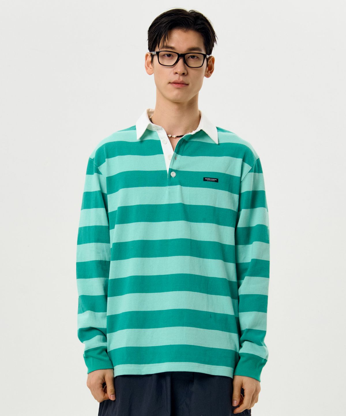 가든익스프레스(GARDEN EXPRESS) Bold Stripe Rugby T-Shirt (green mix)
