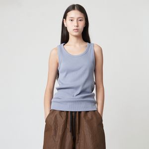 AW51TN04 W_리브드 슬리브리스 탑_그레이 블루