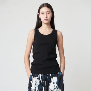 AW51TN04 W_리브드 슬리브리스 탑_블랙