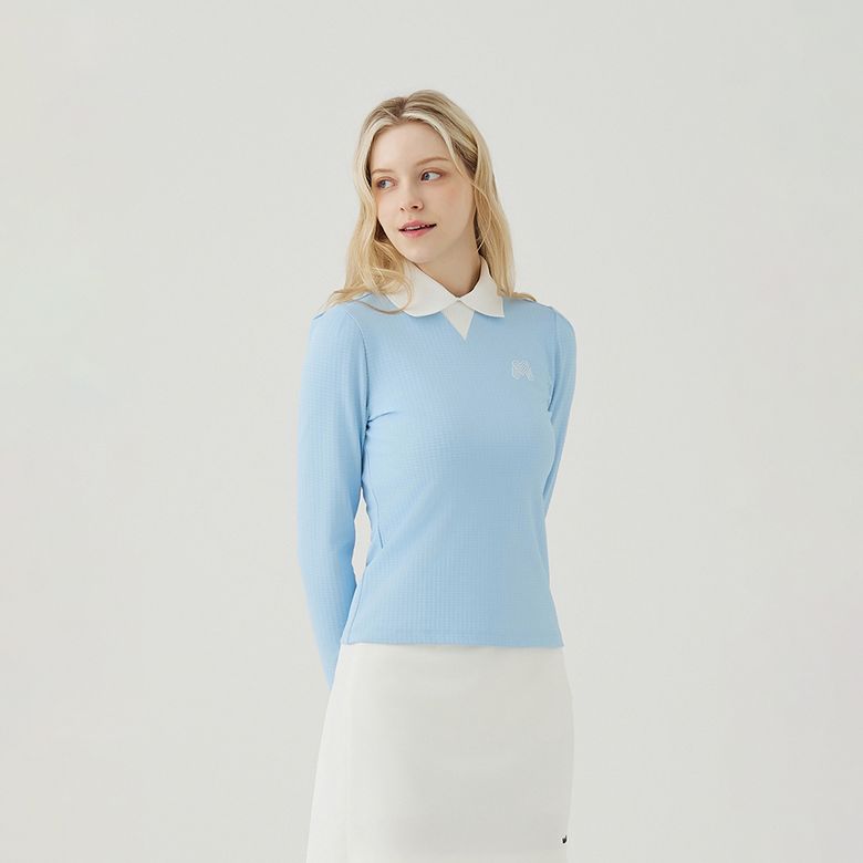 Pullover Knit Collar Shirts_S/Blue