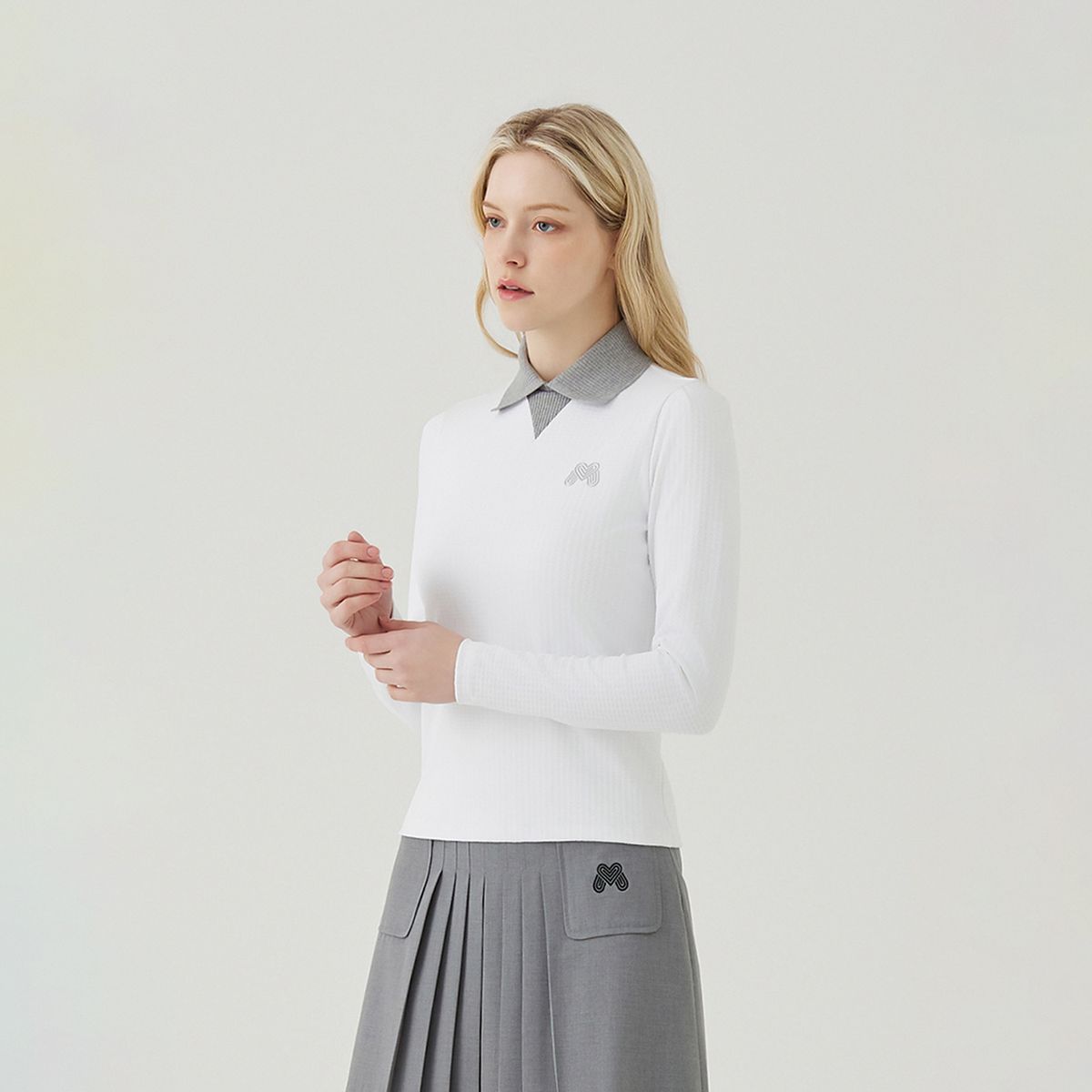 마틴골프(MARTINE GOLF) Pullover Knit Collar Shirts_O/White