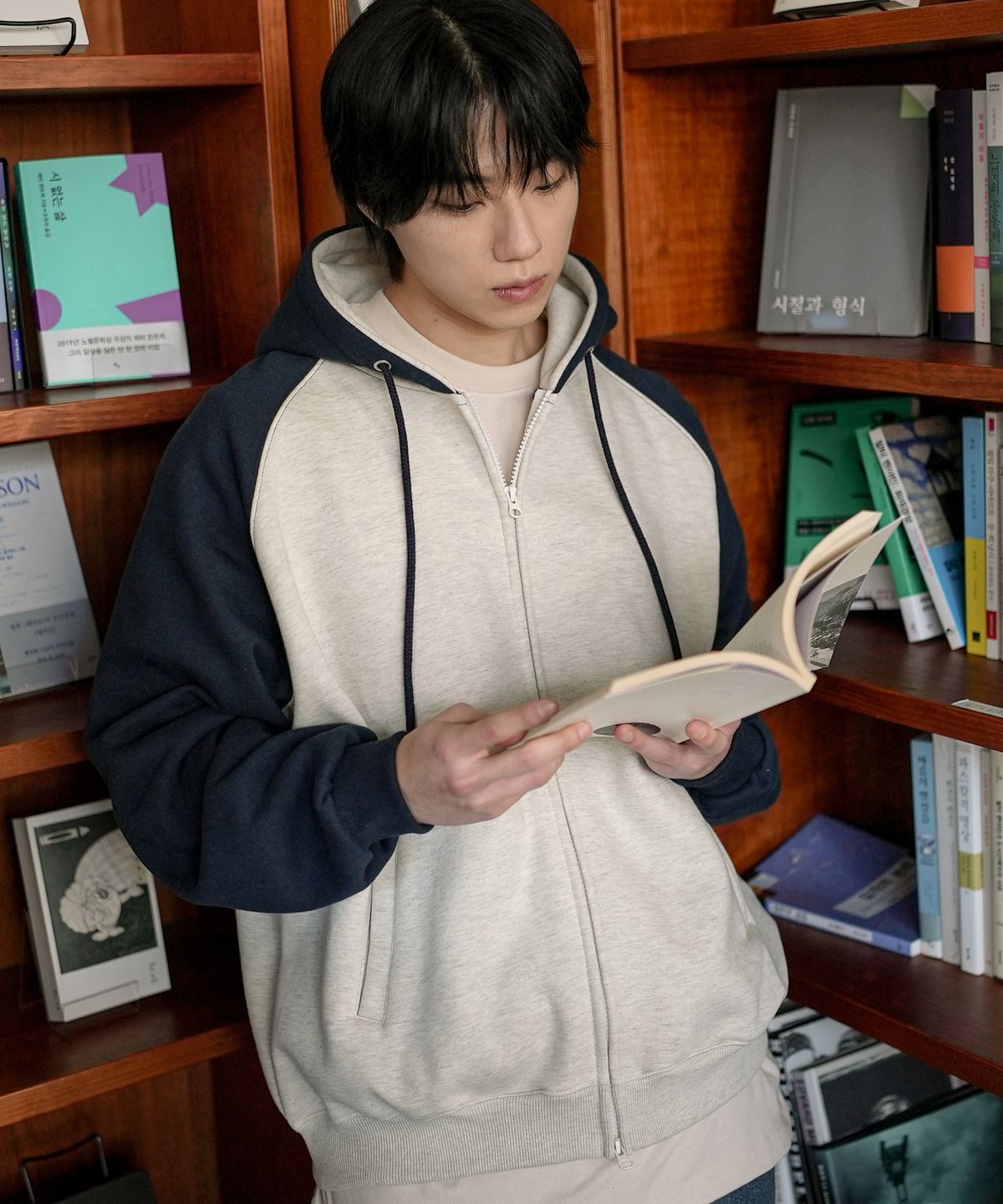 제멋(JEMUT) 노바 오버핏 레글런 후드집업 네이비 SOHD2608