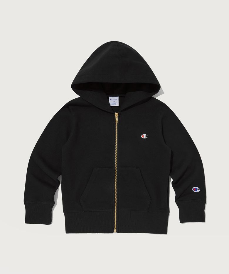 키즈 C로고 프렌치테리 후드 집업 Black