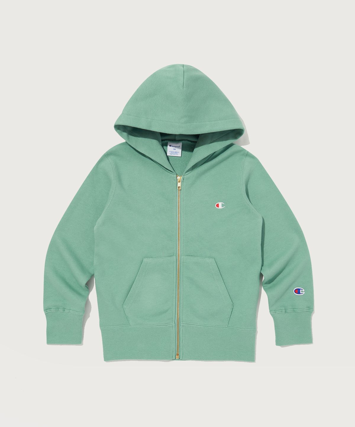 챔피온 키즈(CHAMPION KIDS) 키즈 C로고 프렌치테리 후드 집업 Normal Green