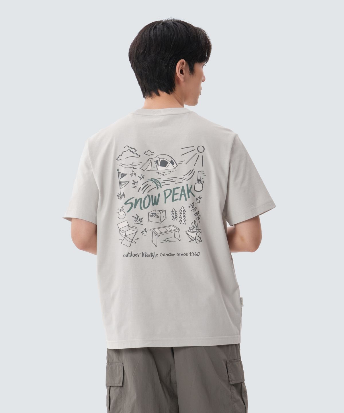 스노우피크 어패럴(SNOWPEAK APPAREL) 코튼 피크닉 반팔 티셔츠 (S25MUFTS60) Light Beige