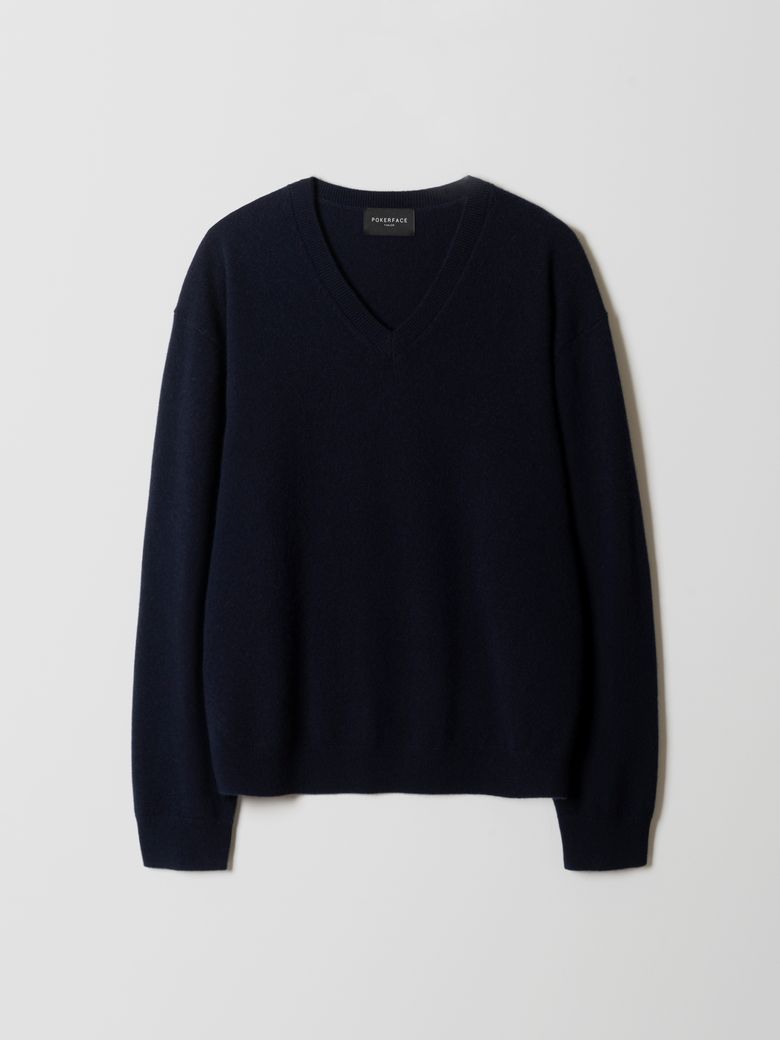FARASHA CASHMERE V NECK KNIT DARK NAVY