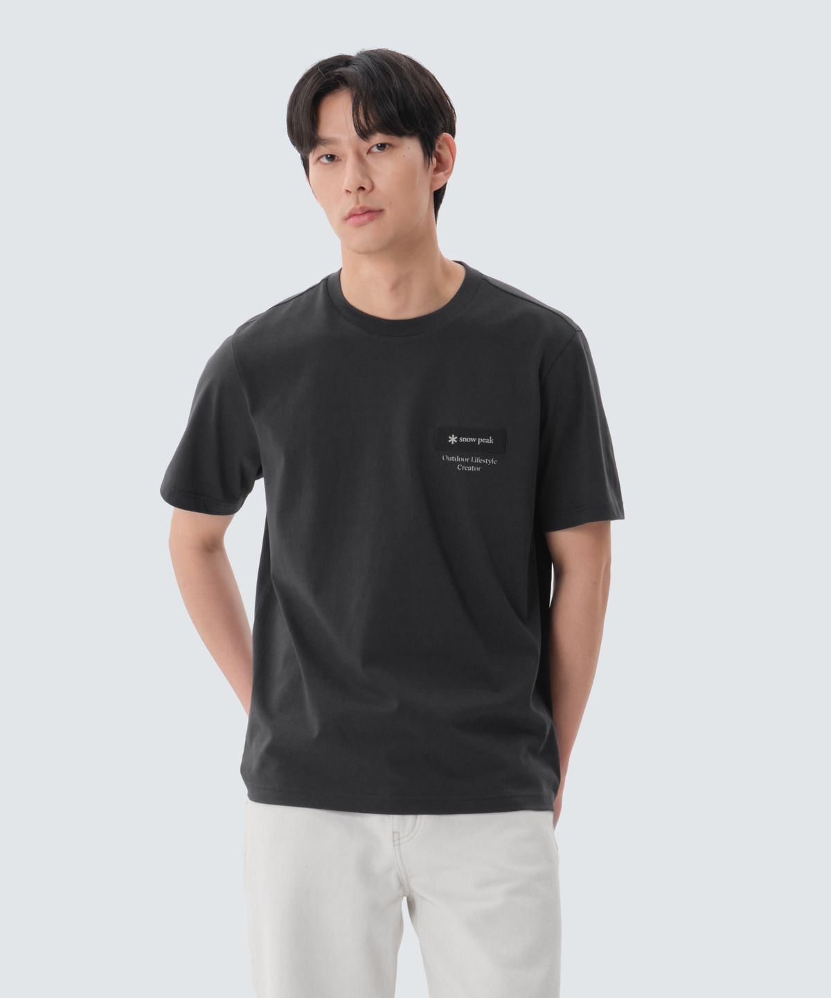 스노우피크 어패럴(SNOWPEAK APPAREL) 에어로쿨 우븐 패치 반팔 티셔츠 (S25MMFTS24) Dark Navy