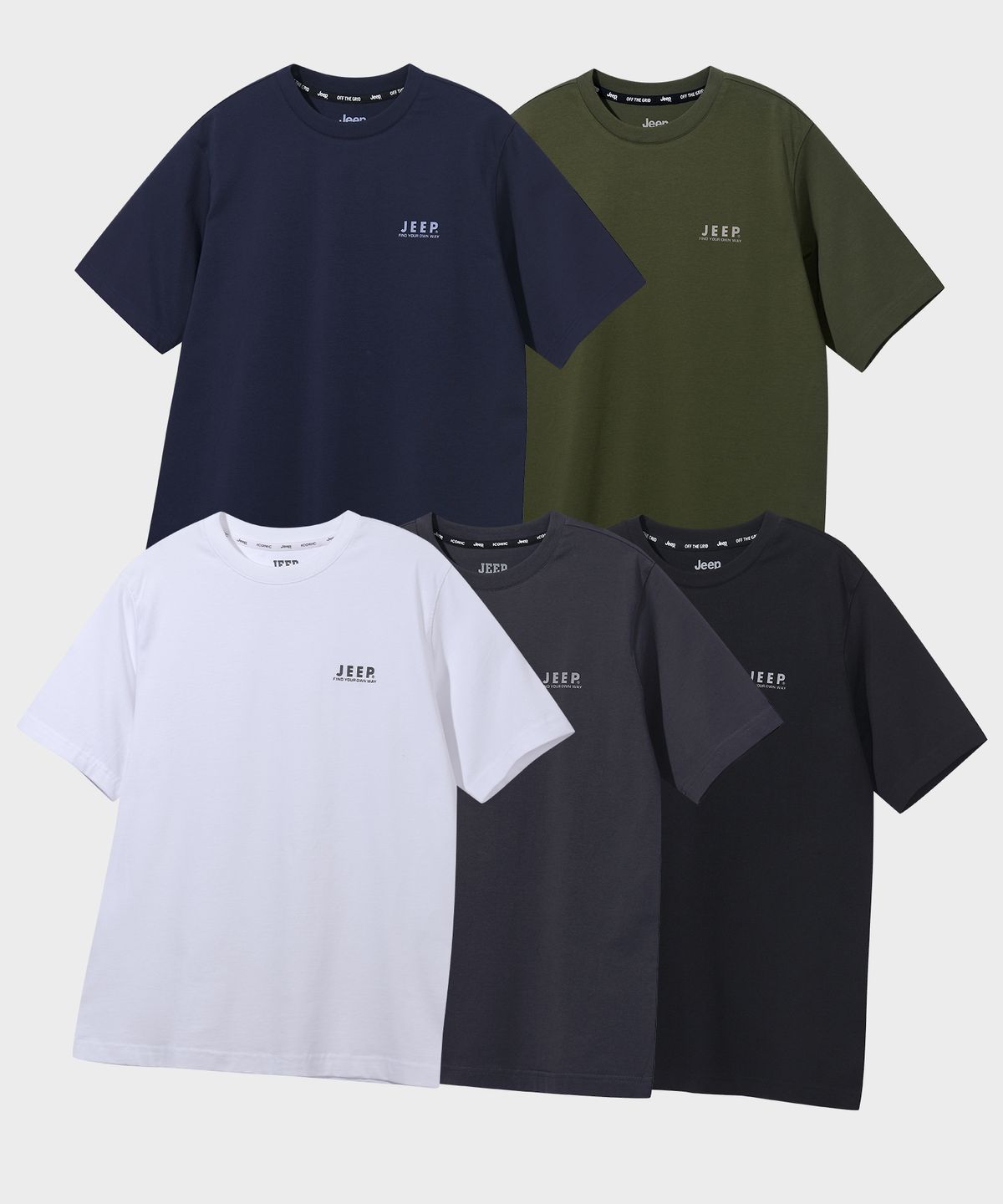 지프(JEEP) [2PACK] 190g 싱글 에어그램 머슬핏 반팔 티셔츠 (JQ5TSU152BK)