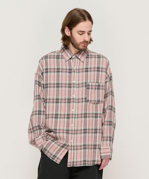 CB 플란넬 오버 체크셔츠 (핑크)