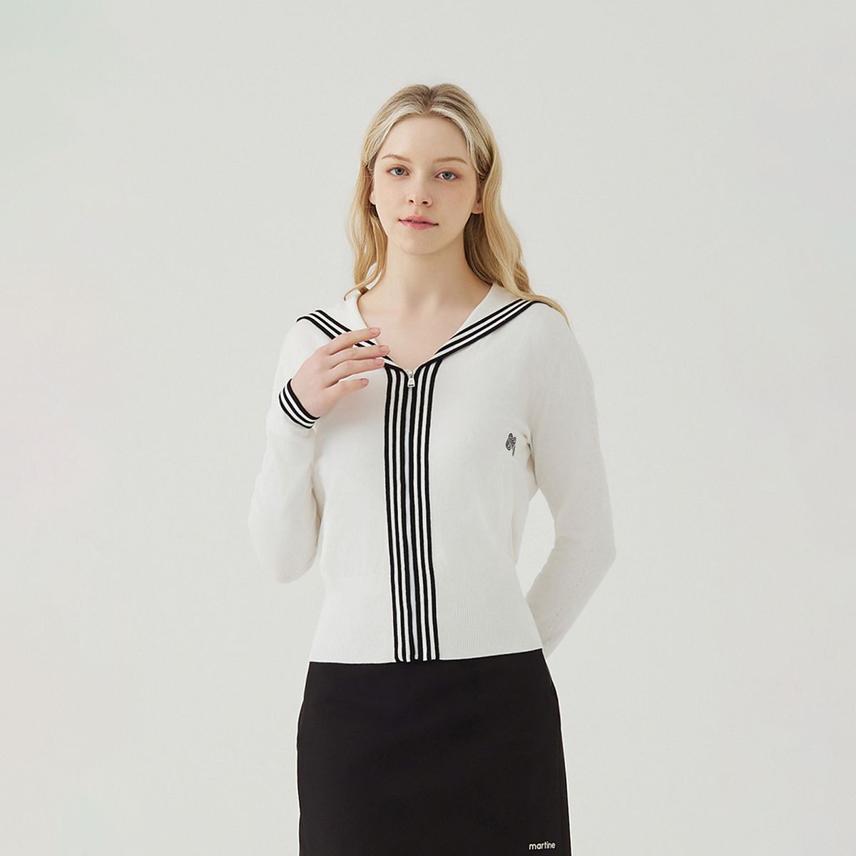 마틴골프(MARTINE GOLF) Full Open Knit Cardigan_O/White