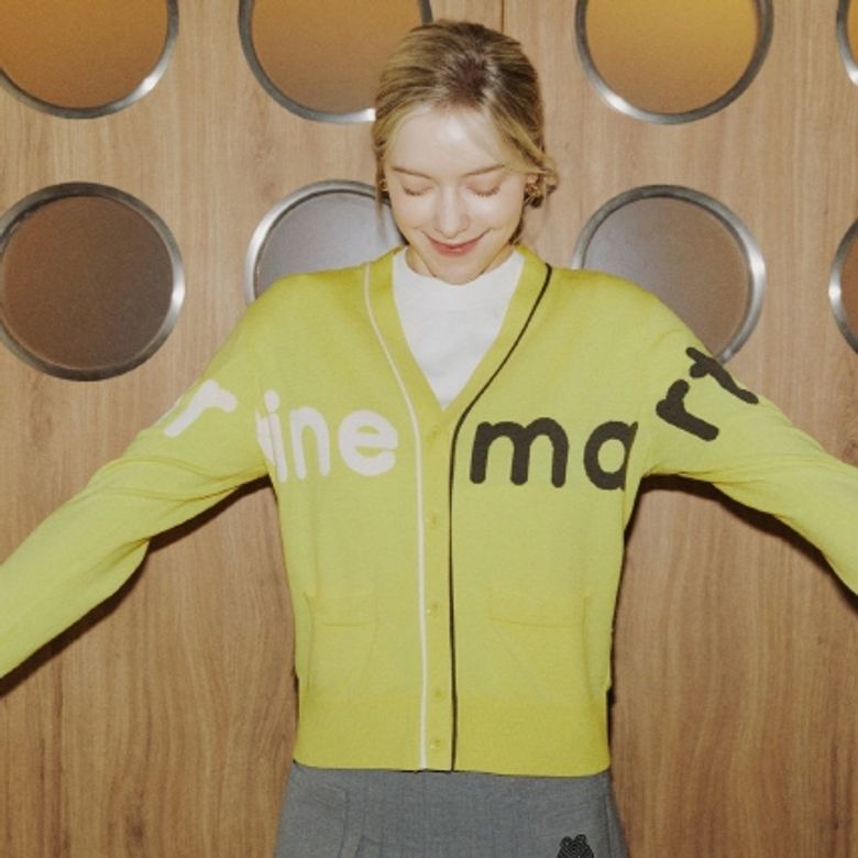 Big Logo Overfit Knit Cardigan_Yellow