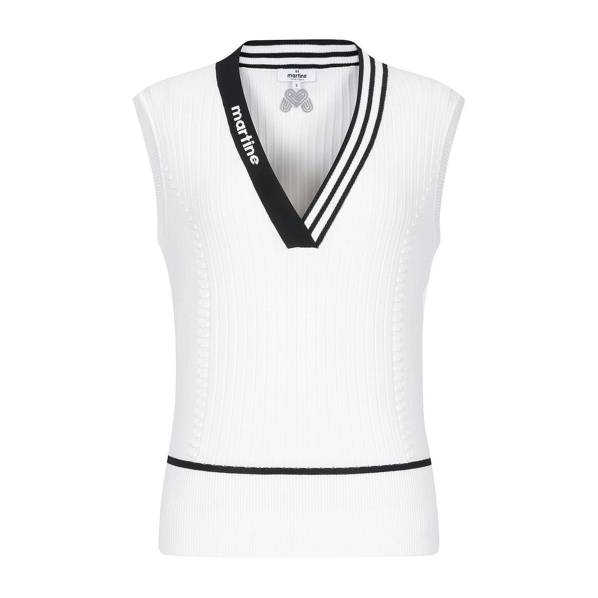 마틴골프(MARTINE GOLF) V Neck Overfit Knit Vest_O/White