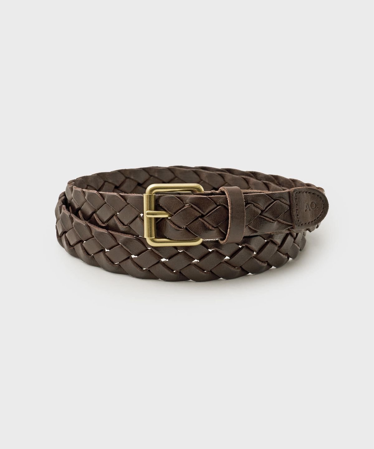 어나더 오피스(ANOTHER OFFICE) Narrow Leather Mesh Belt (Wenge)