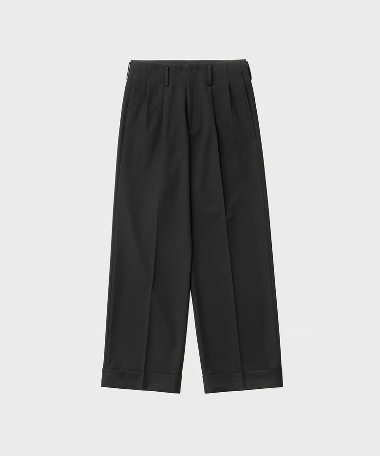 Flow wide Turn-up Pants (Black)