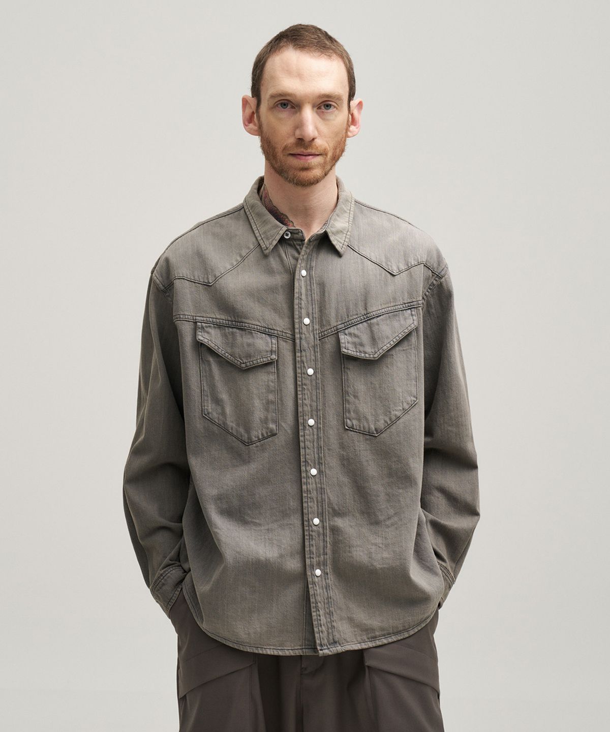 어나더 오피스(ANOTHER OFFICE) Maverick Western Shirt (Black)