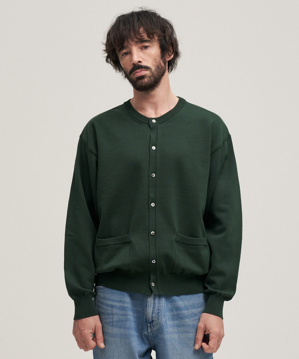 어나더 오피스(ANOTHER OFFICE) Comfy Round Neck Cardigan (Pine)