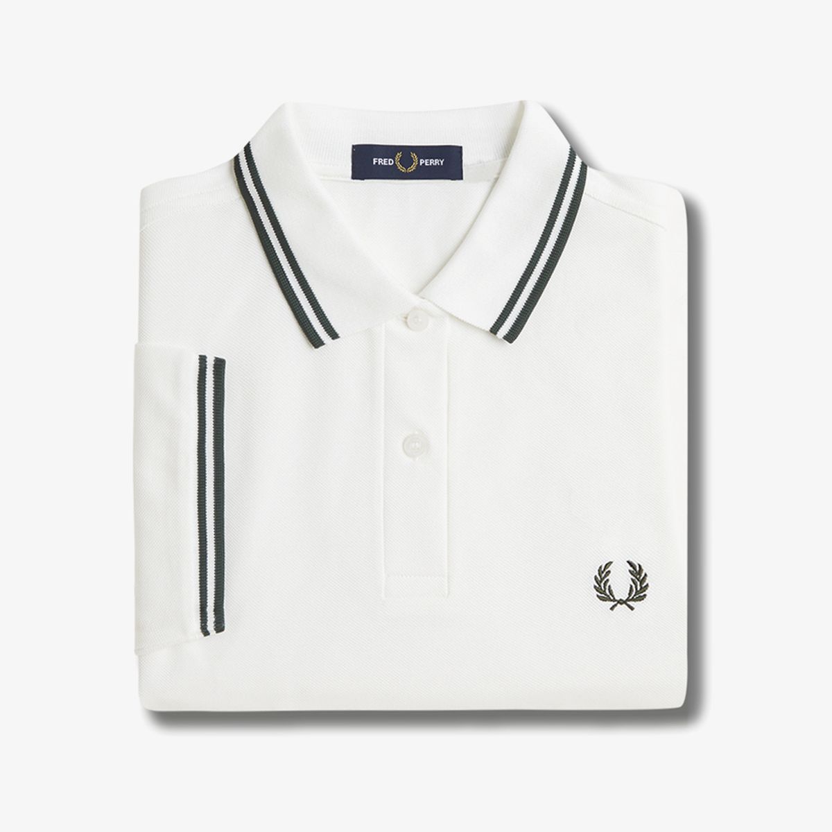 프레드페리(FRED PERRY) [G3600] 여성 트윈 팁 프레드페리 셔츠 - 스노우 화이트/코트 그린 AFPF2513600-Y73