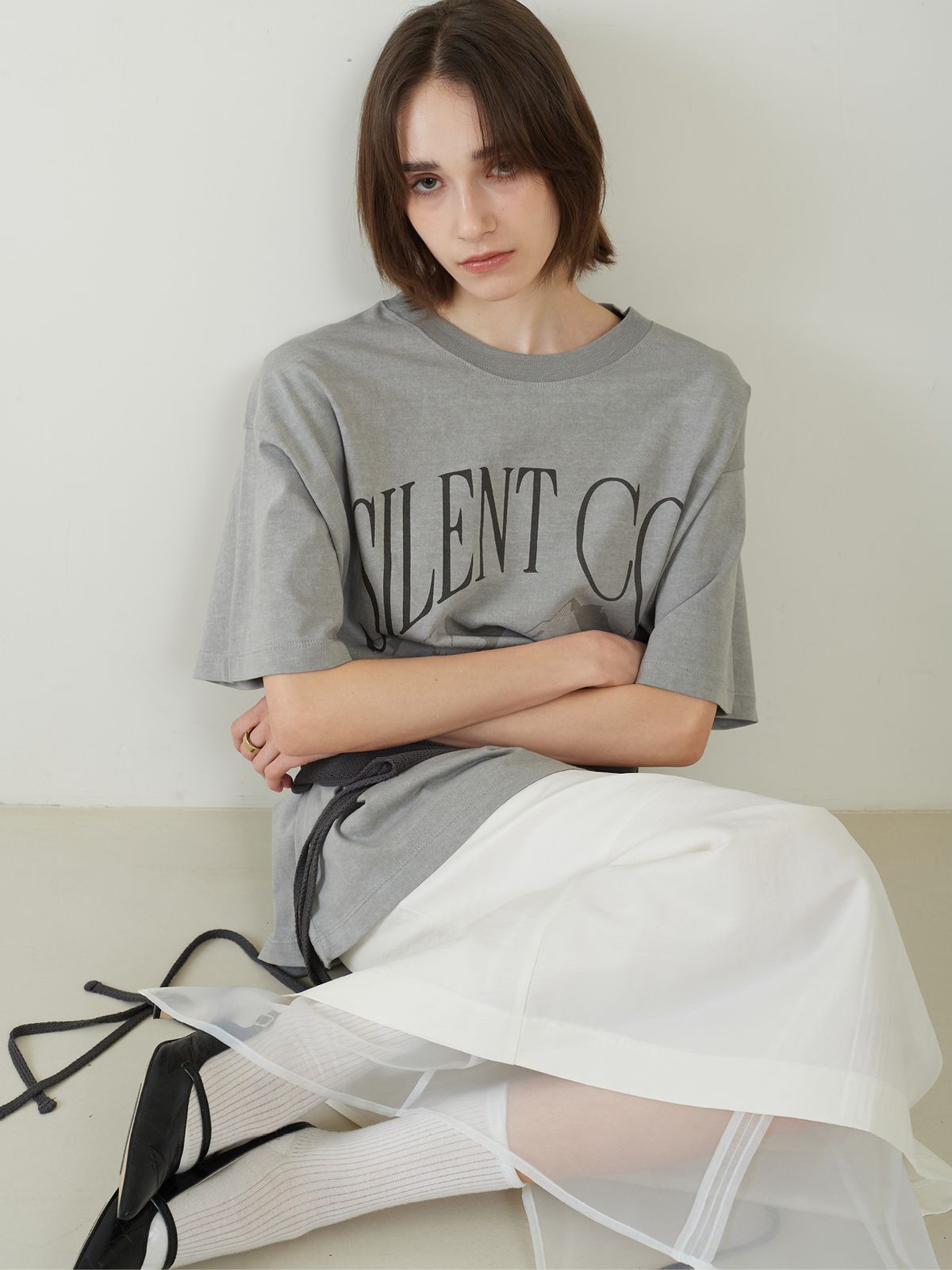 프롬웨얼(FROMWHERE) Vintage Pigment T-Shirt Gray