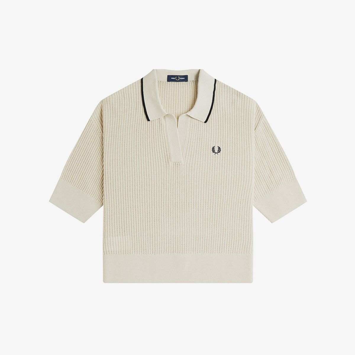 프레드페리(FRED PERRY) [Womens] 오픈 칼라 메시 니트 셔츠 - 오트밀 AFPF2519114-691