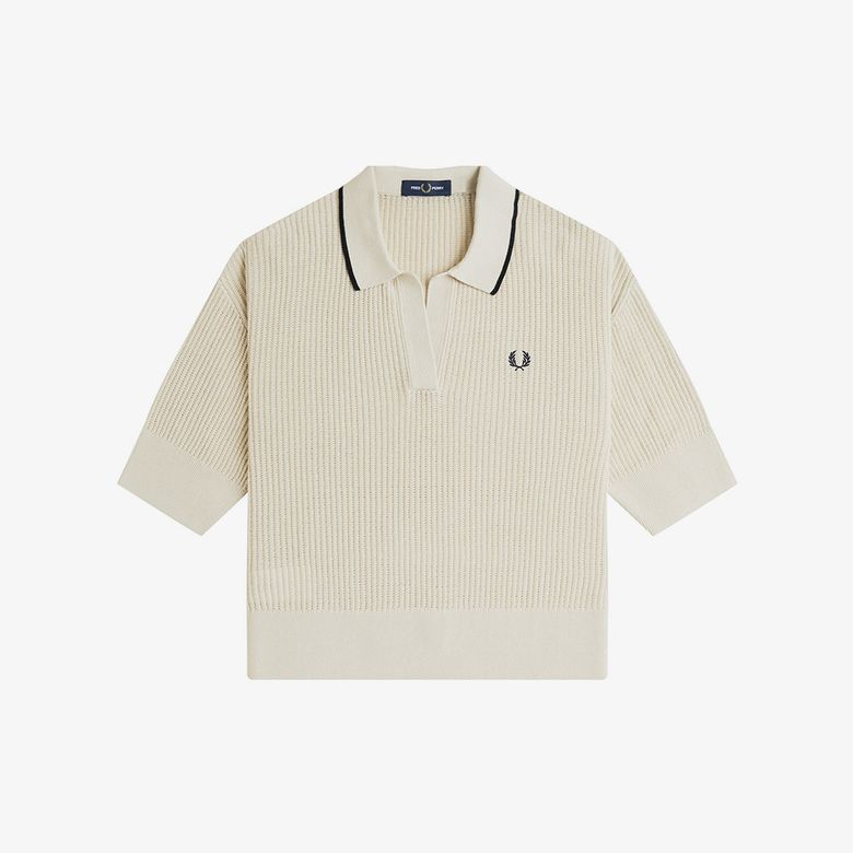 [Womens] 오픈 칼라 메시 니트 셔츠 - 오트밀 AFPF2519114-691