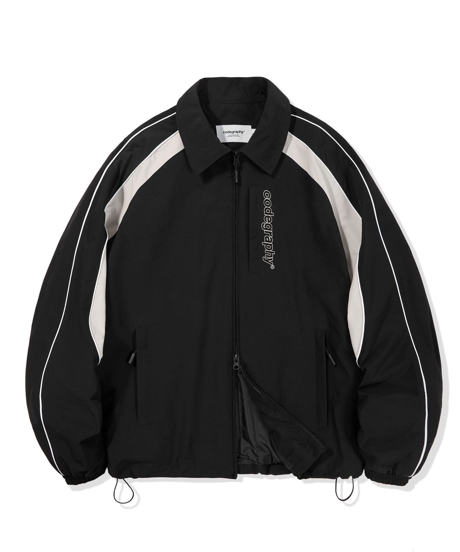 ★codegraphy★ Colorblock Tech Collar Short Jacket Cream MUSINSA | Codegraphy Colorblock Tech Collar Short Jacket_Black