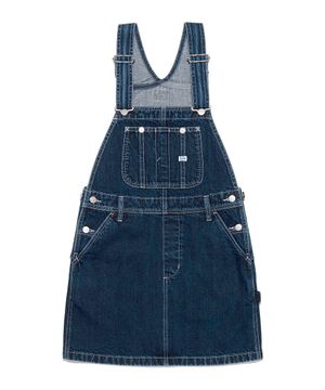 우먼 데님 오버롤 스커트 인디고 다크