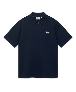 스몰 트위치 로고 하프 집업 카라 티셔츠 네이비