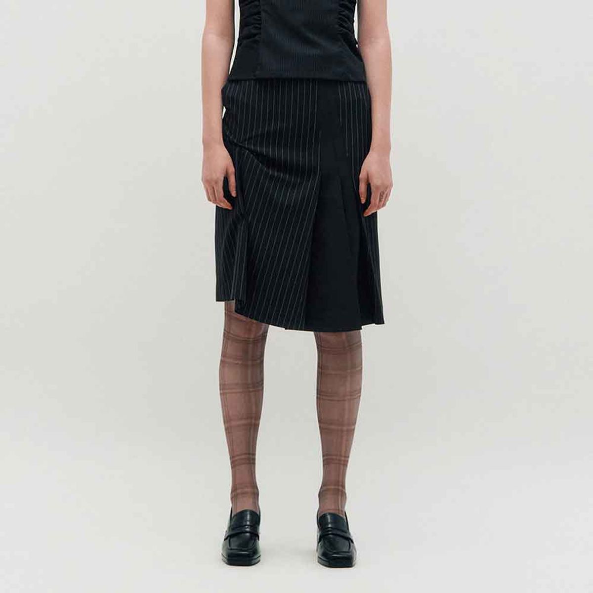 킴지수(KIMZISU) DOZI - Pinched Stripe Skirt _ BLACK