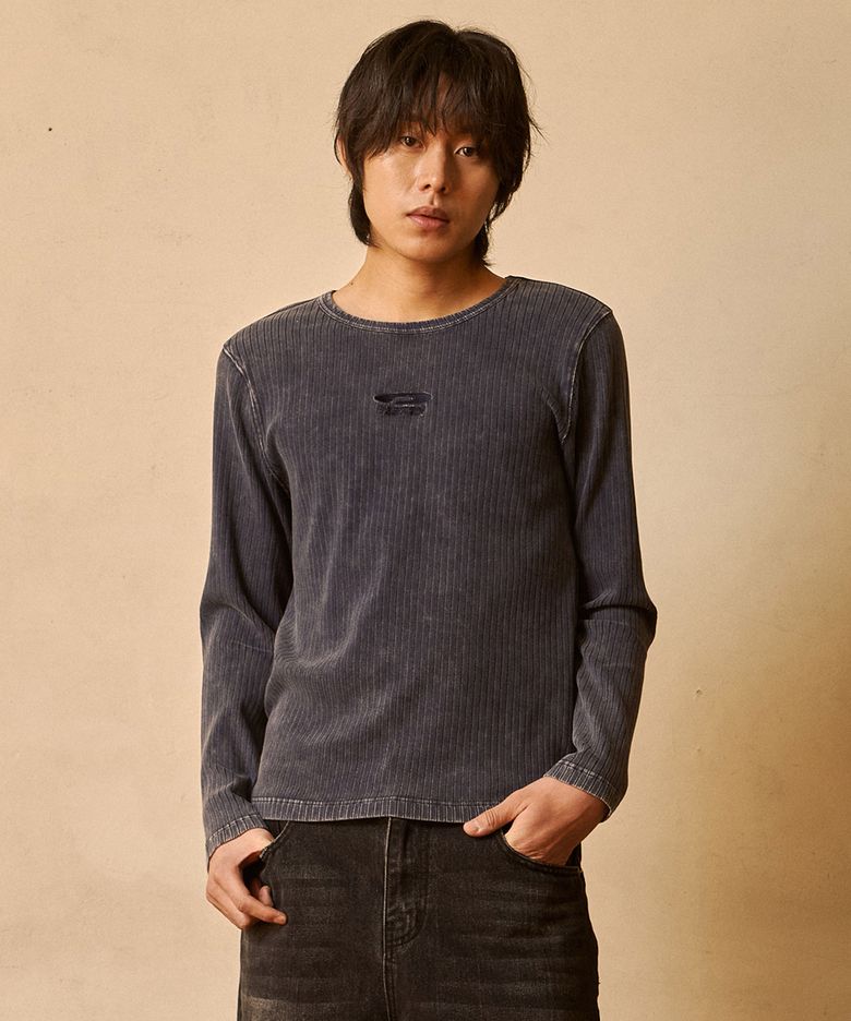 Sulfar G.Dye Rib Muscle Long Sleeve Navy