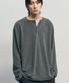 워셔블 레이어드 헨리넥 니트티셔츠 [그레이]