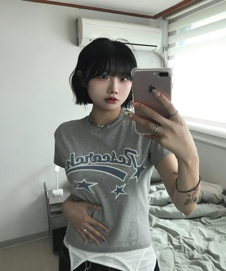 Star Logo Applique Short Sleeve M.Gray