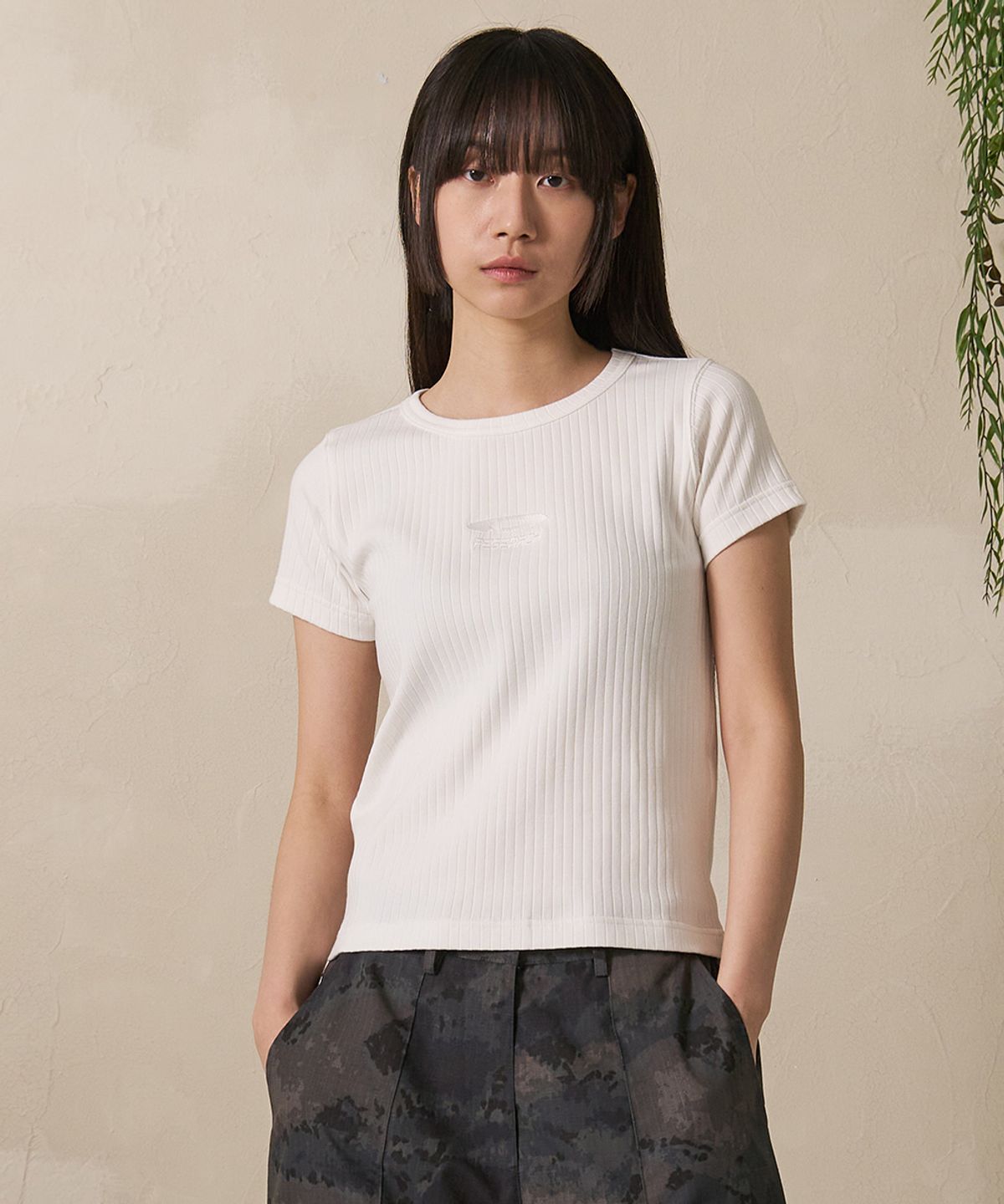 에프디알(FDR) Sulfar Washing rib Muscle short sleeve White