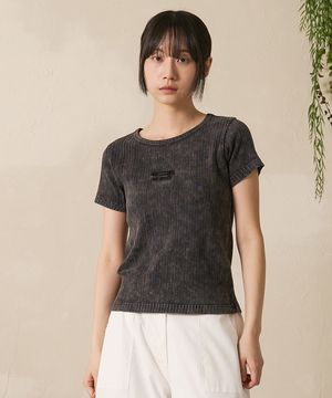 Sulfar Washing rib Muscle short sleeve Black