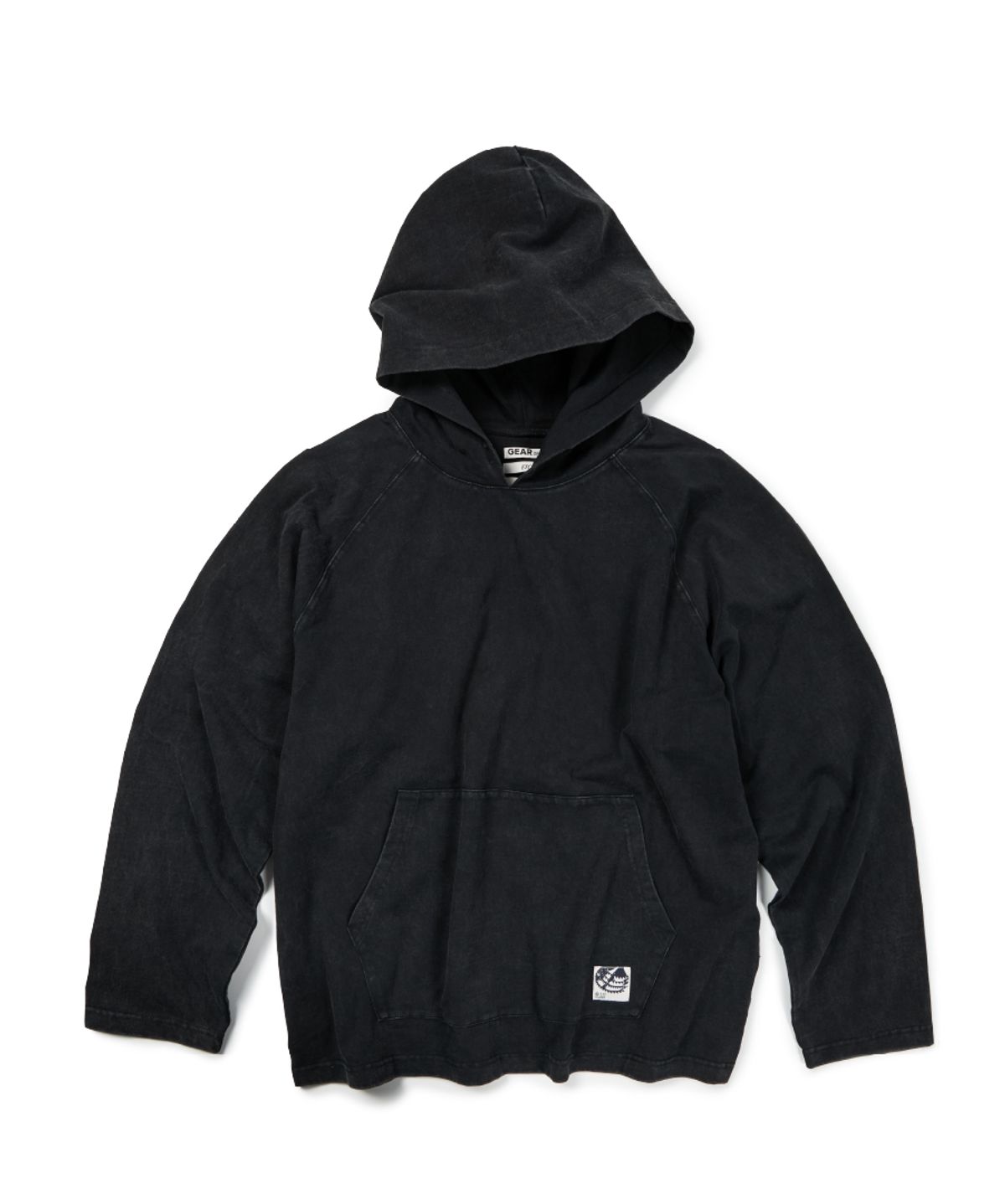 이티씨이(ETCE) (GEAR) LABEL WASHED HOODIE (BLACK)