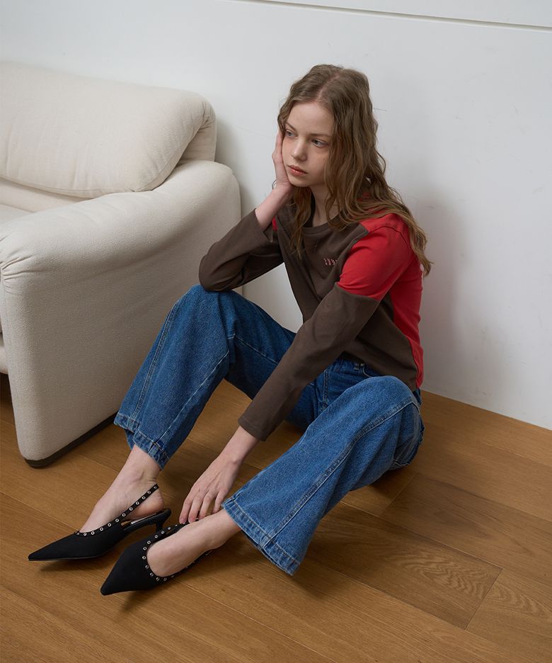 Flesh eyelet slingback