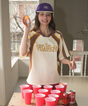 [LINE] 바시티 카라 티셔츠 (Cream)