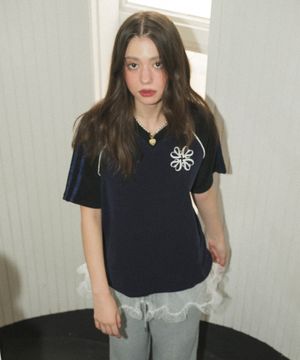 [LINE] 클로버 자수 테리 티셔츠 (2C)